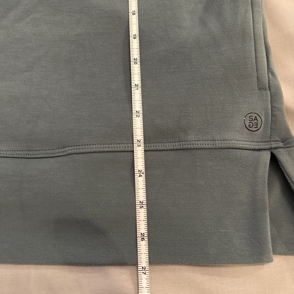 Sage Collective Top Long Sleeved Pullover Dusty Teal Crew Neck Tunic Size M - Picture 6 of 7